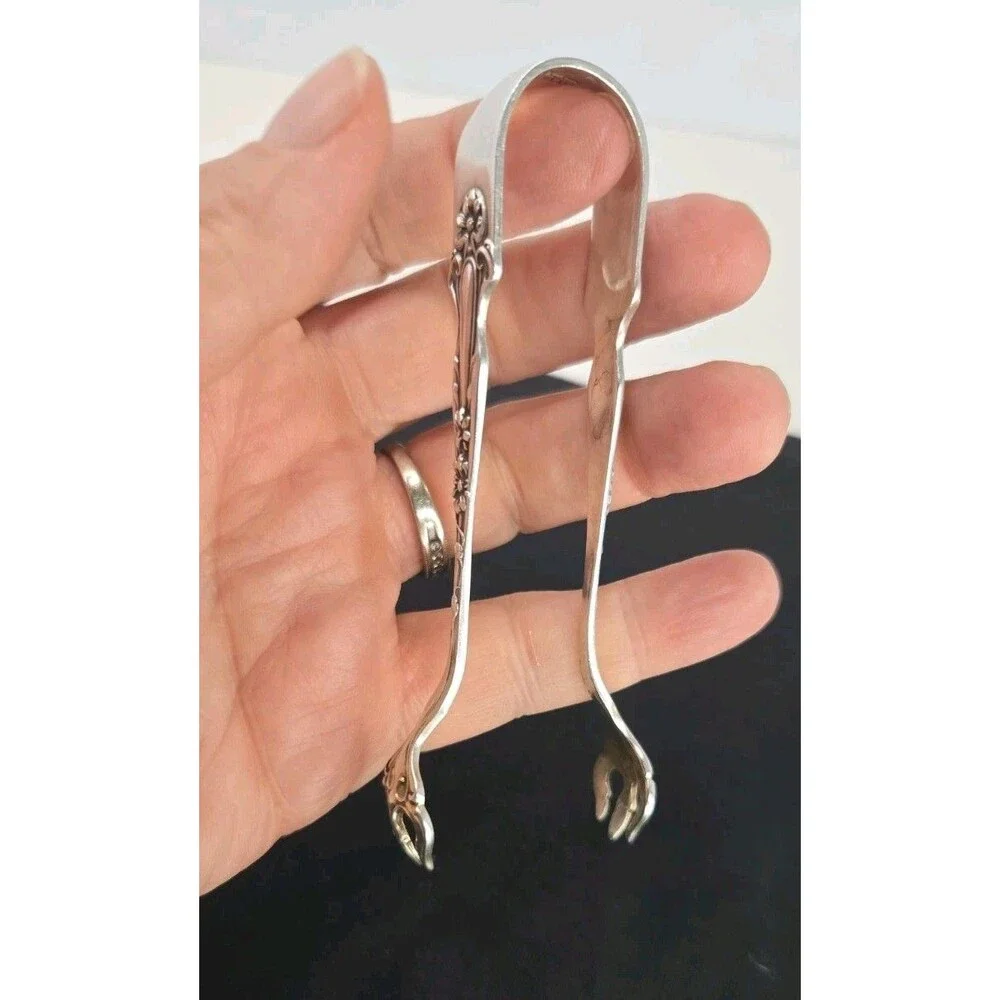 R. Blackinton & Co Antique Sterling Silver Claw Style Sugar Tongs Pattern Daisy